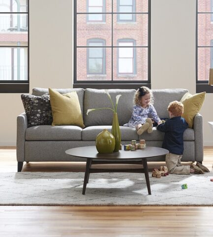 American Leather Harris Comfort Sleeper-kids playing
