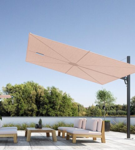 Spectra Cantilever umbrella Dusk with Blush canopy gingerjarfurniutre