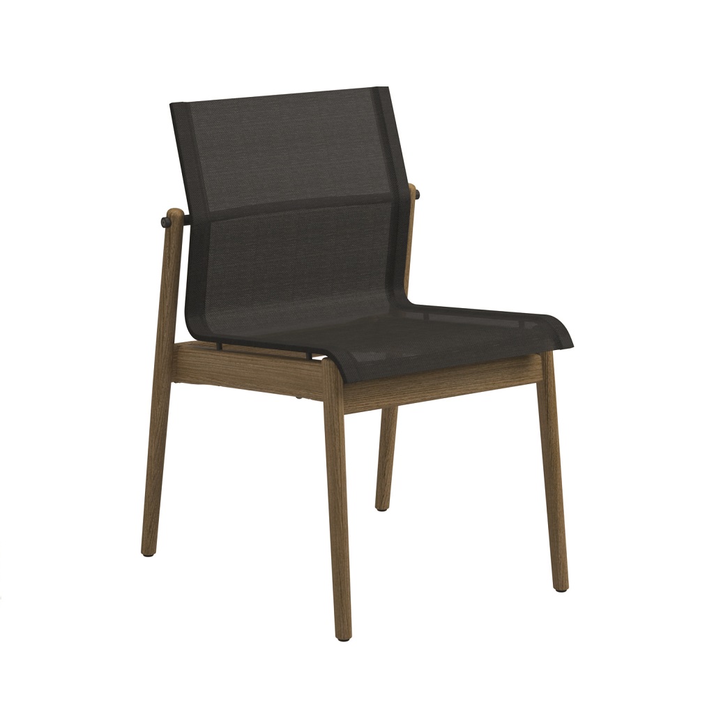Sway Teak Stacking Side Chair - Meteor (Anthracite)