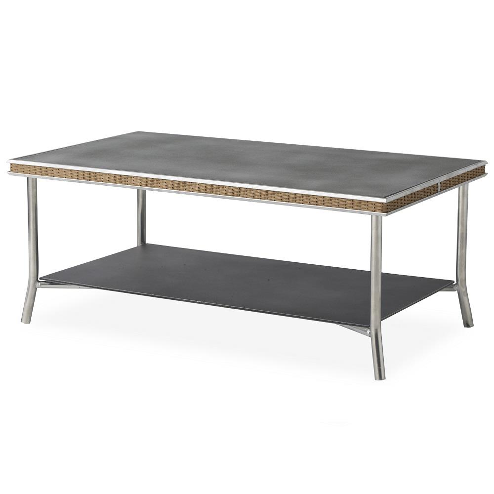 Visions 42x24 Rectangular Cocktail Table with Taupe Glass