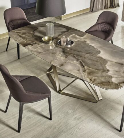 bontempi delta dining table barrel choco supermarble