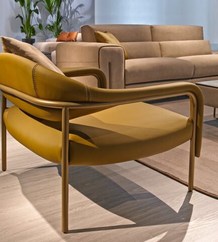gamma spider leather armchair side