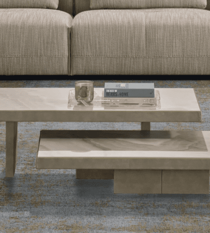 puzzle coffee table leather ceramic