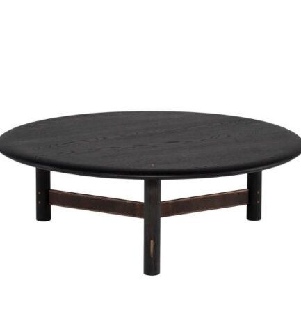 district eight stilt round coffee table ebonized oak