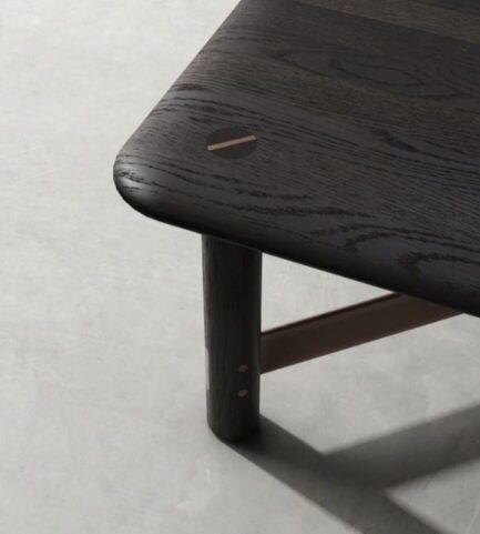 district eight stilt square coffee table detail ebonized oak